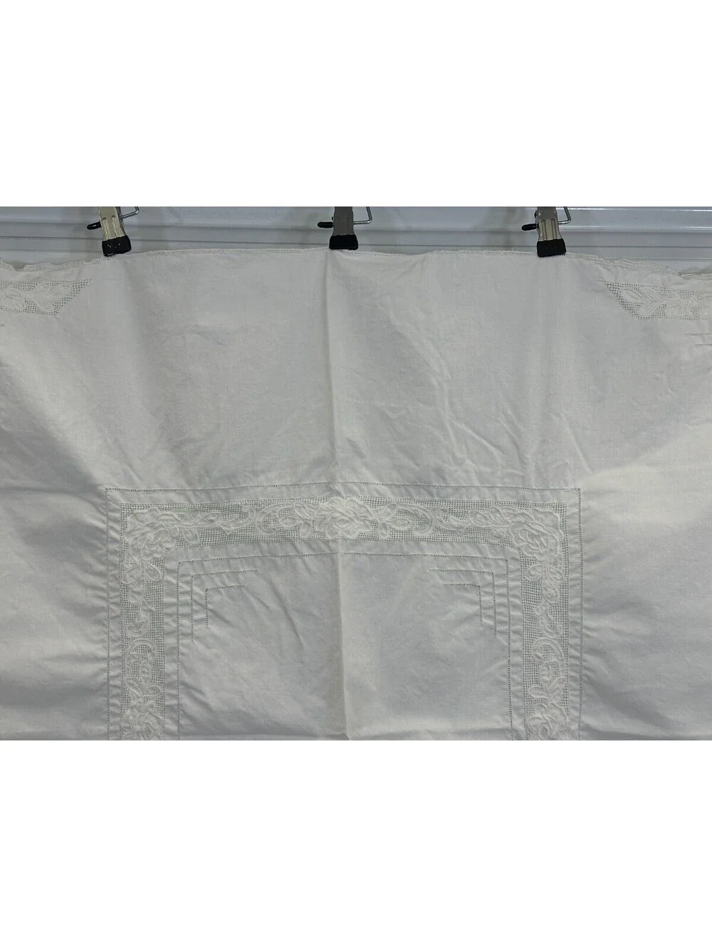 Vintage Card Table Tablecloth Topper Decorative Floral Embroidery Cutwork